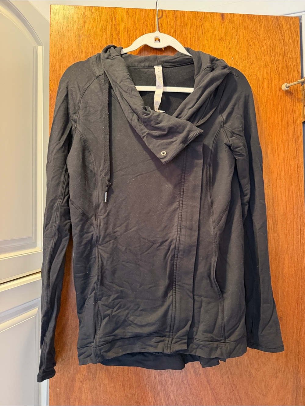 lululemon athletica Black Hooded Asymmetrical Utility Jacket